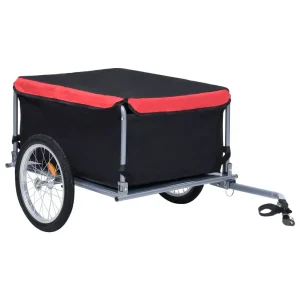 vidaXL Bike Trailer Black and Red 143.3 lb