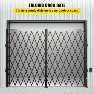 VEVOR Double Folding Security Gate, 7.1' H x 12.5' W Folding Door Gate, Steel Accordion Security Gate, Flexible Expanding Security Gate, 360 Rolling Barricade Gate, Scissor Gate or Door with Keys