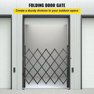 VEVOR Single Folding Security Gate, 48" H x 66" W Folding Door Gate, Steel Accordion Security Gate, Flexible Expanding Security Gate, 360 Rolling Barricade Gate, Scissor Gate or Door with Padlock