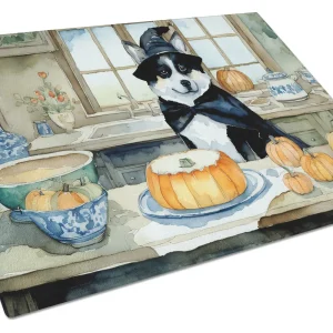 Akita Fall Kitchen Pumpkins Glass Cutting Board